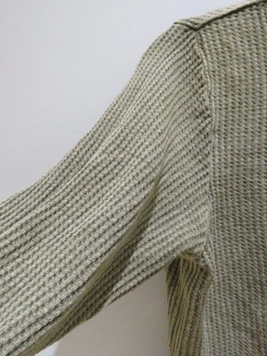 FREE PEOPLE FP ONE Cropped Interlaken Thermal Top Moss Green Small Boho Casual - Picture 8 of 15